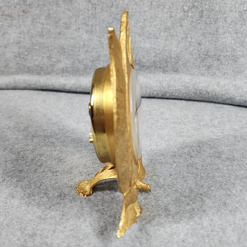 Vintage Landau Tulip Alarm Clock West Germany Gold Tone Hana Glow Hands